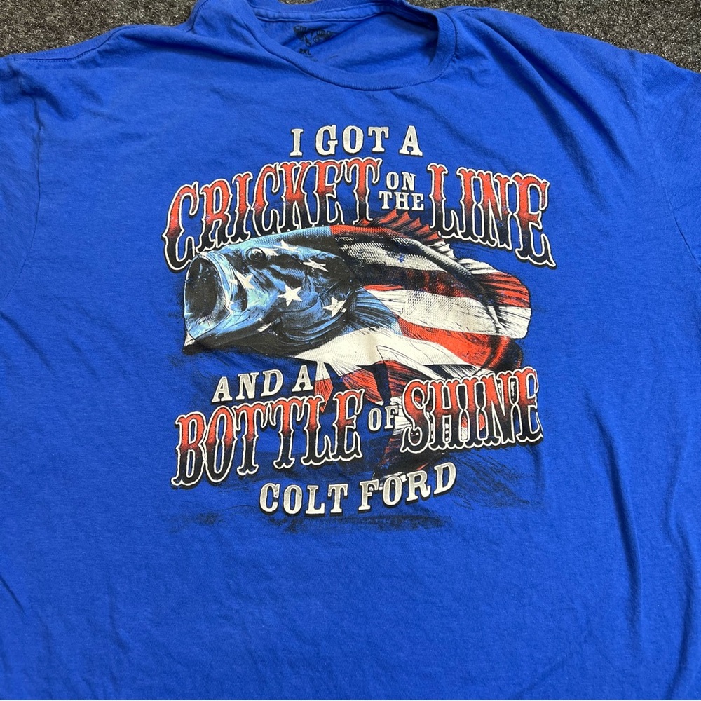 Colt Ford 2XL Blue Graphic Tee Cricket On The Line Country Music Shirt